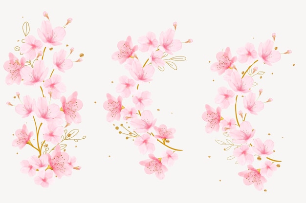 diseño de tarjeta de ramas de flor de cerezo