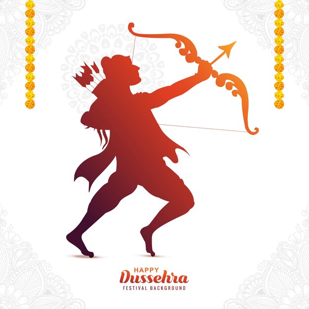 Diseño de tarjeta de vacaciones de ilustración de festival de dussehra feliz