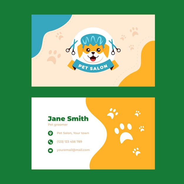 Vector gratuito diseño de tarjeta de visita de aseo de mascotas dibujado a mano