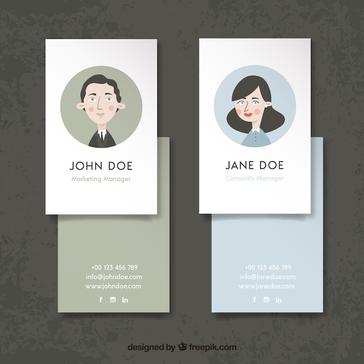 Vector gratuito diseño de tarjeta de visita con caracteres