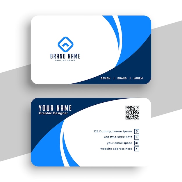Vector gratuito diseño de tarjeta de visita elegante azul y blanco abstracto