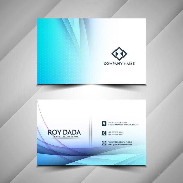 Diseño de tarjeta de visita elegante ola azul