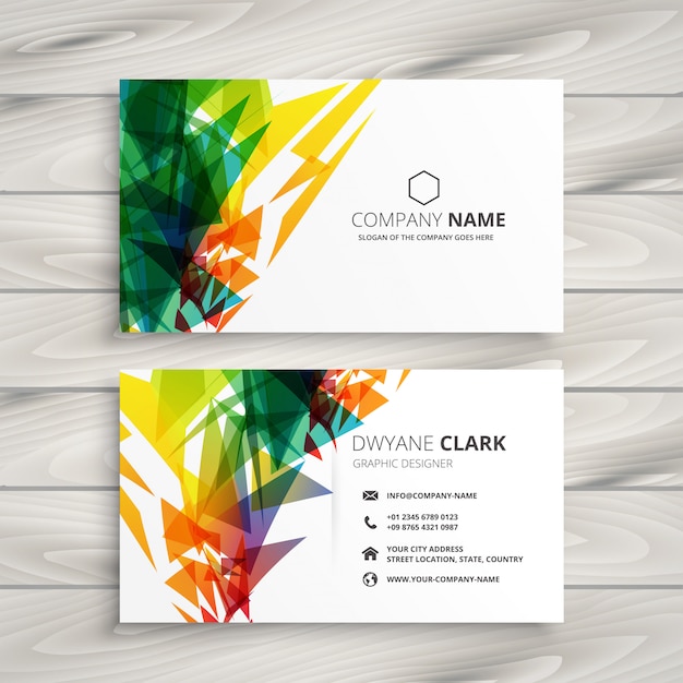 Diseño de tarjeta de visita con formas coloridas abstractas