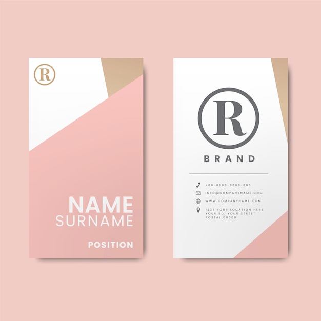 Diseño de tarjeta de visita minimalista y moderno con elementos geométricos.