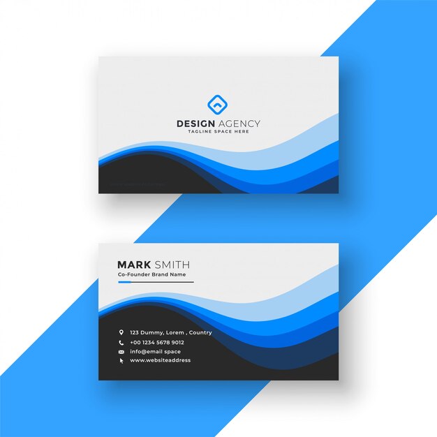 Diseño de tarjeta de visita ondulado azul creativo