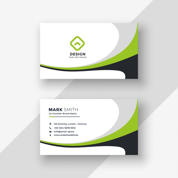 Diseño de tarjeta de visita profesional ondulado verde