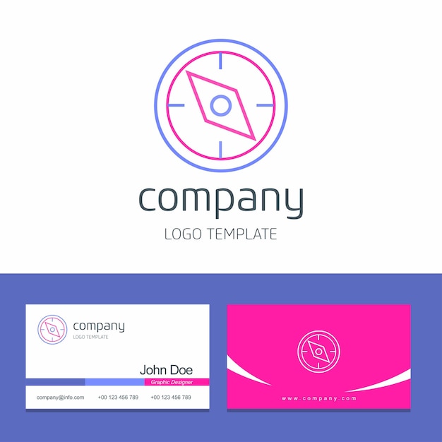 Diseño de tarjeta de visita con el vector de logotipo de empresa de brújula