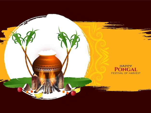 Vector gratuito diseño de tarjetas decorativas del festival religioso happy pongal indio