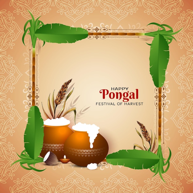 Vector gratuito diseño de tarjetas de felicitación para la celebración del festival indio de pongal