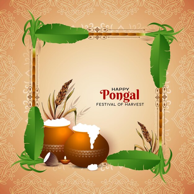Diseño de tarjetas de felicitación para la celebración del festival indio de Pongal