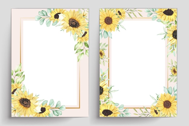 diseño de tarjetas de invitación de girasol en acuarela