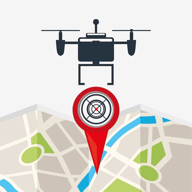 diseño de tecnología de drones con punto de mapa