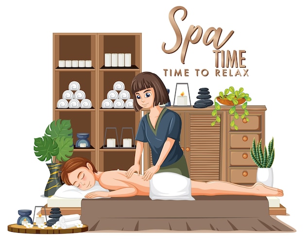 Vector gratuito diseño de texto de tiempo de spa para pancarta o póster