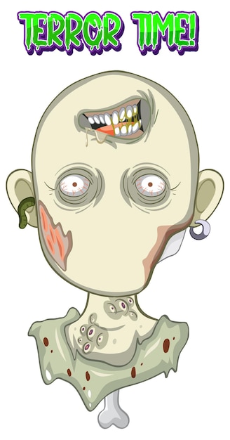 Vector gratuito diseño de texto de tiempo de terror con zombie espeluznante