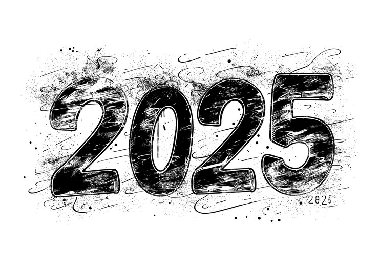 Vector gratuito diseño de texto de trazo de tinta negra 2025