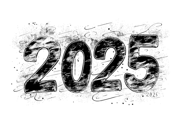 diseño de texto de trazo de tinta negra 2025