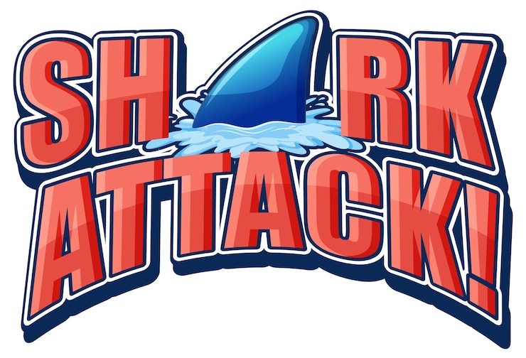 Vector gratuito diseño de tipografía shark attack