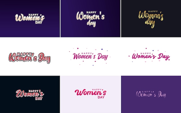 Diseño tipográfico del 8 de marzo con texto del día de la mujer feliz