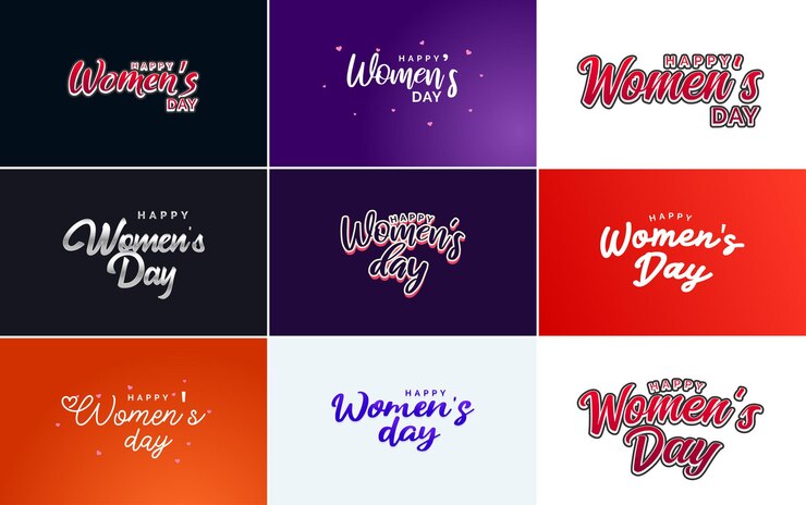 Vector gratuito diseño tipográfico del 8 de marzo con texto del día de la mujer feliz