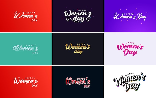 Vector gratuito diseño tipográfico del 8 de marzo con texto del día de la mujer feliz