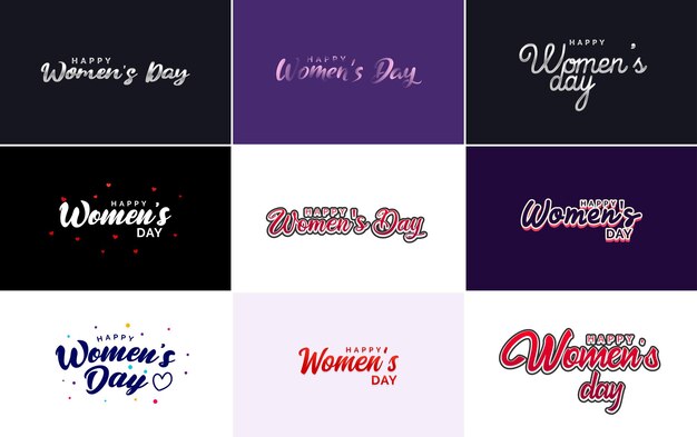 Diseño tipográfico del Día de la Mujer Feliz con un esquema de color pastel y una ilustración de vector de forma geométrica