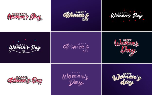 Diseño tipográfico del Día de la Mujer Feliz con un esquema de color pastel y una ilustración de vector de forma geométrica