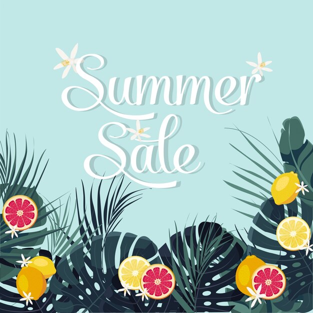 Diseño tropical de rebajas de verano