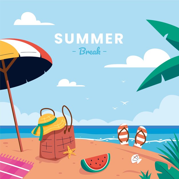 Diseño de vacaciones de verano dibujado a mano