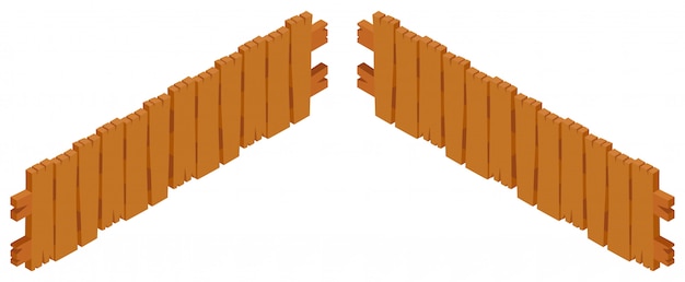 Diseño de valla de madera sobre fondo blanco