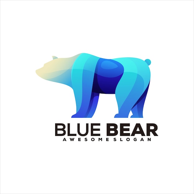 Diseño de vector de ilustración de logotipo degradado de oso