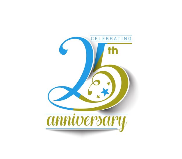 Diseño vectorial de celebración de aniversario de 25 años.