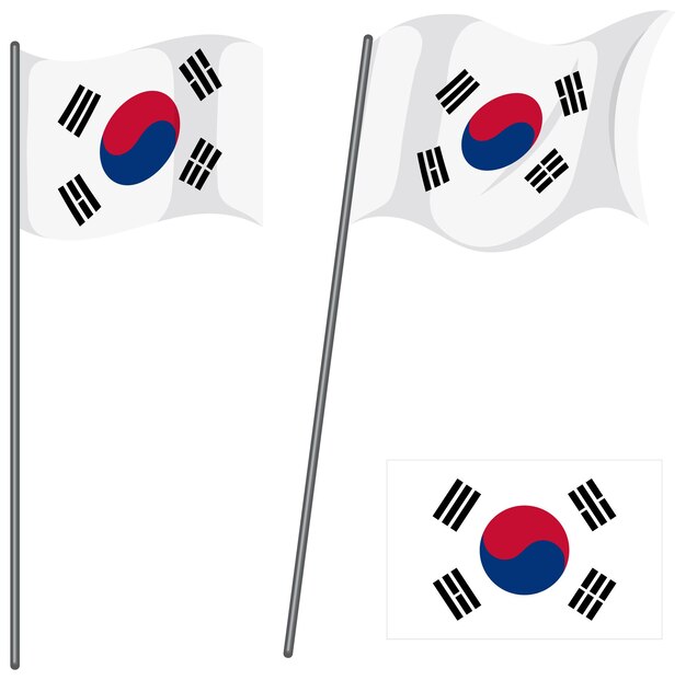Diseño vectorial ondeante de la bandera de Corea del Sur