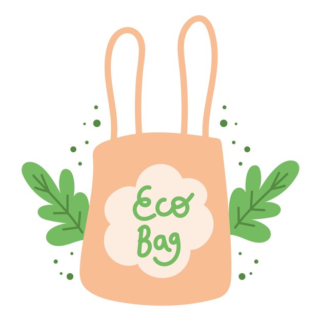 Diseño vectorial plano del icono de la bolsa ecológica aislado