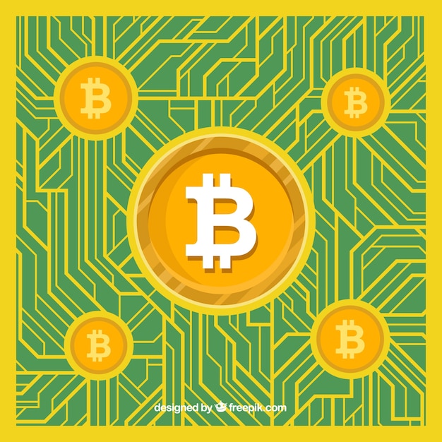Diseño verde y amarillo de bitcoin