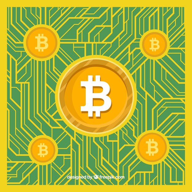 Diseño verde y amarillo de bitcoin