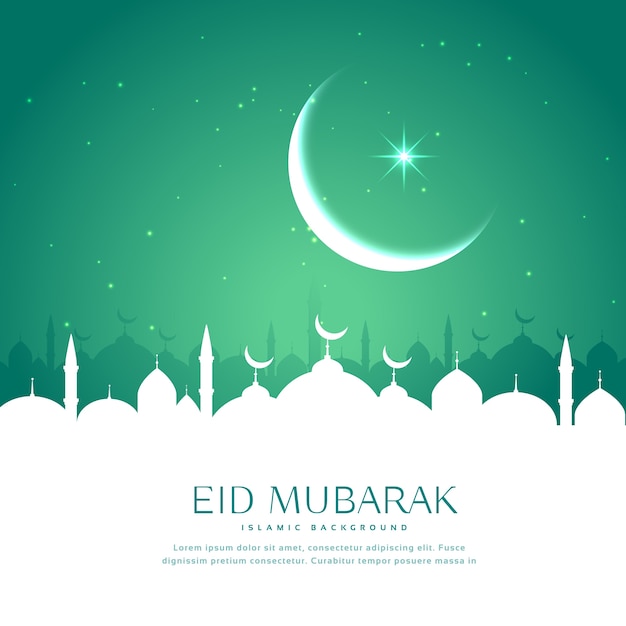 Diseño verde y blanco para eid mubarak