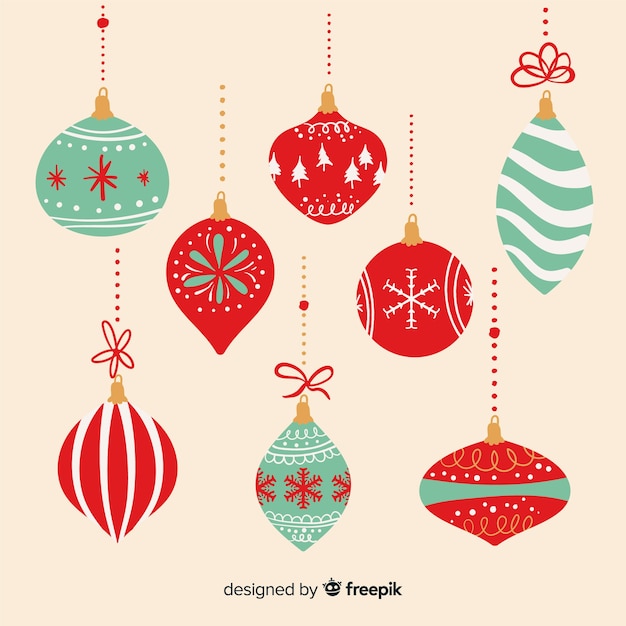 Vector gratuito diseño vintage con bolas de navidad