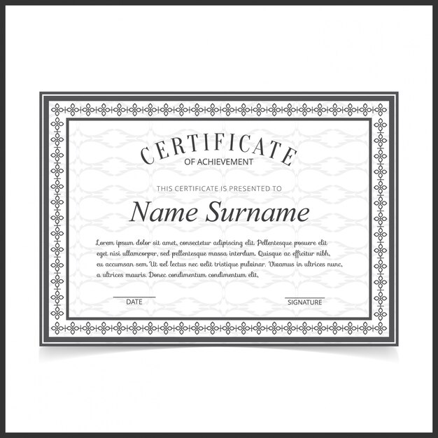 Diseño vintage de certificado