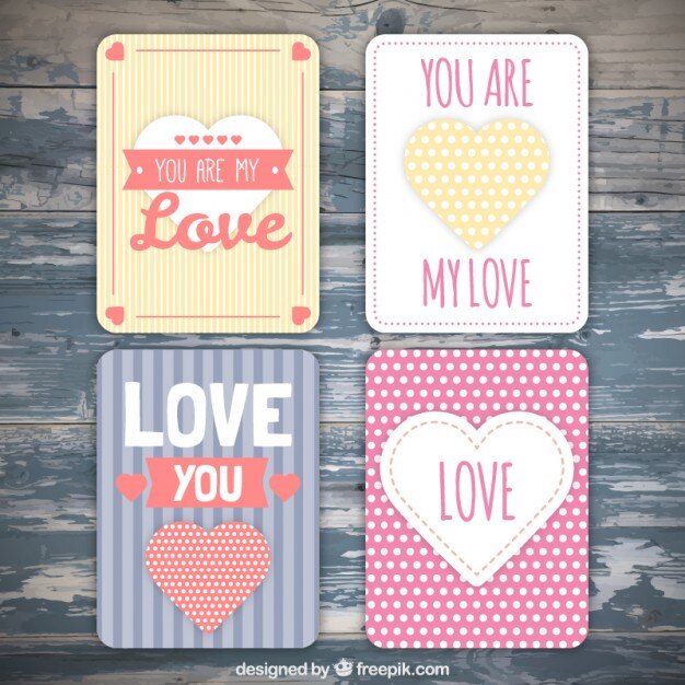 Diseño vintage de tarjetas de amor