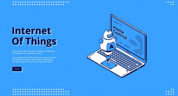Diseño web isométrico de Internet de las cosas, iot.