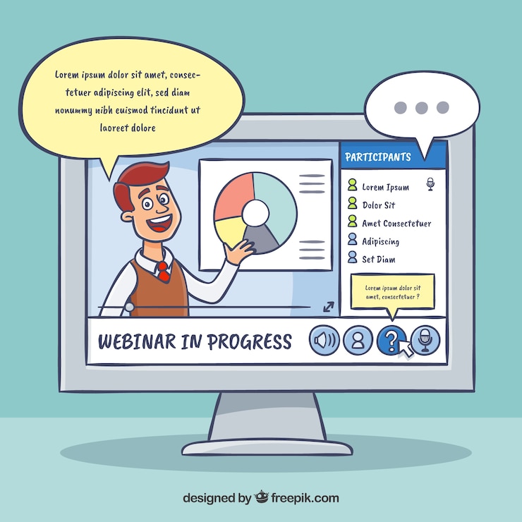 Vector gratuito diseño de webinar con ordenador