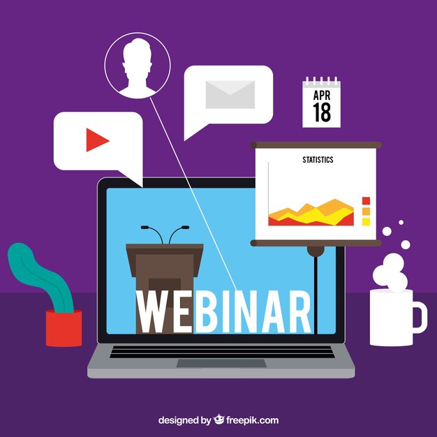 Diseño de webinar con portátil
