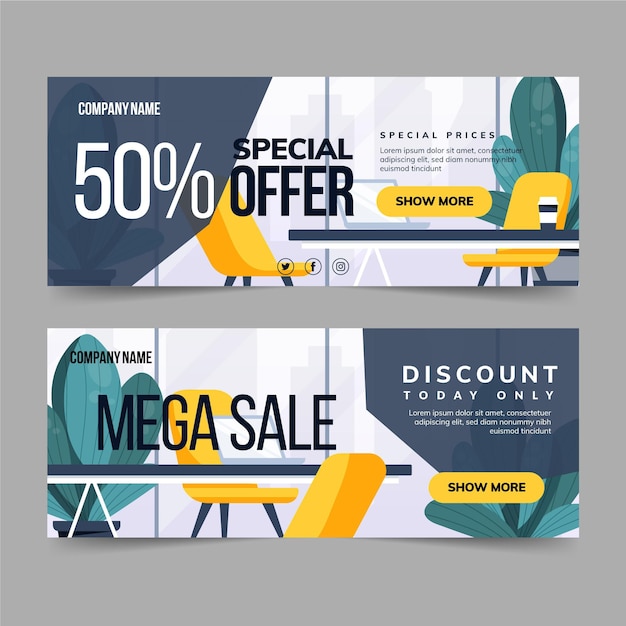 Vector gratuito diseños de banners de venta de negocios