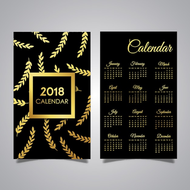 Diseños de calendario negro y dorado