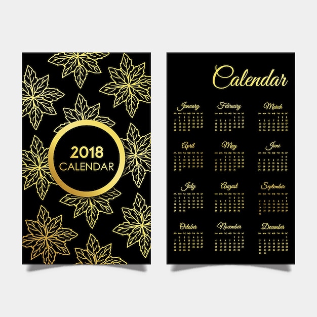 Diseños de calendario negro y dorado