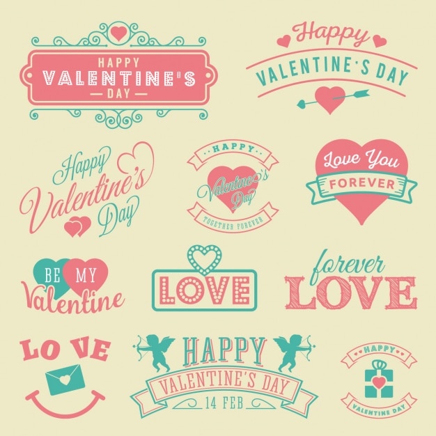 Vector gratuito diseños a color del día de san valentín