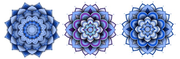Diseños intrincados de mandalas azules