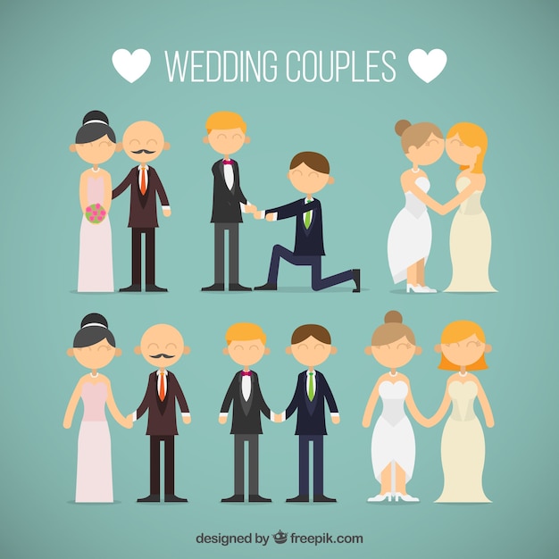 Vector gratuito diseños de parejas de boda