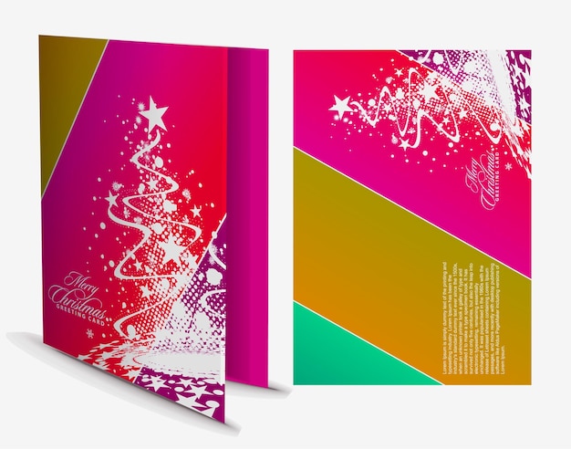 Vector gratuito diseños de plantilla de cubierta de piel de libro de carpeta de póster y folleto de navidad bi fold