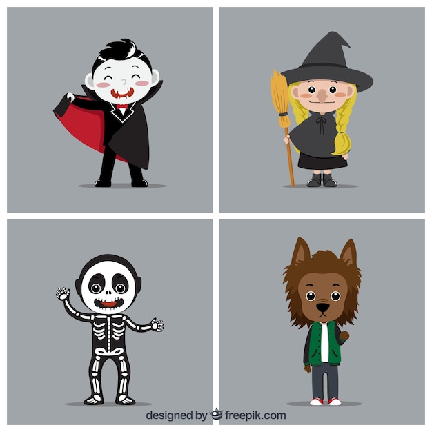 Vector gratuito disfraces clásicos de halloween